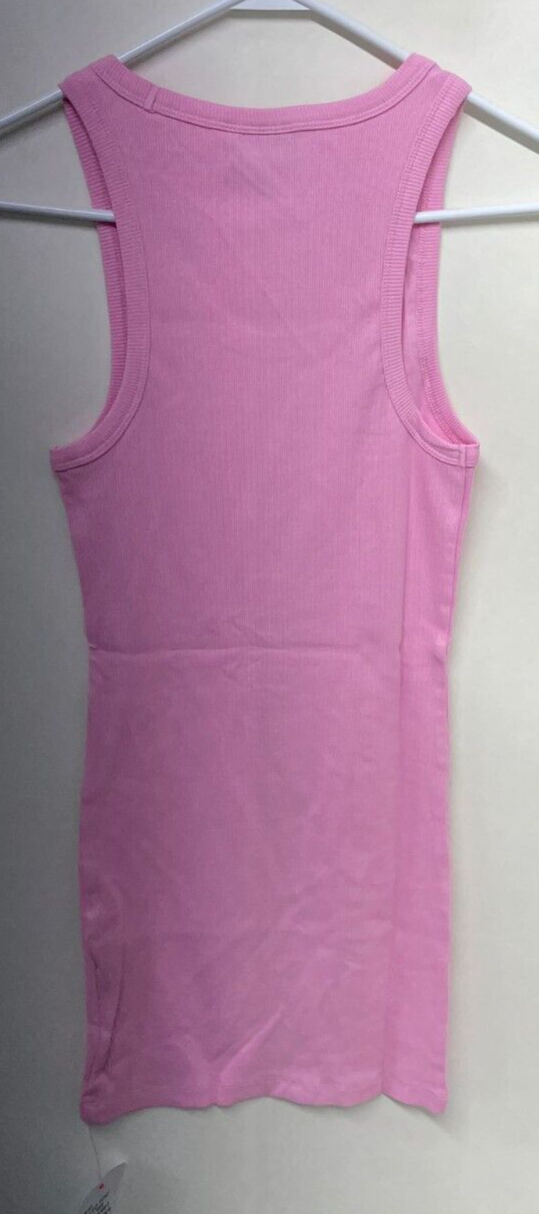 ASOS Design Womens 4 Petite Ribbed Scoop Neck Tank Vest Mini Dress Baby Pink