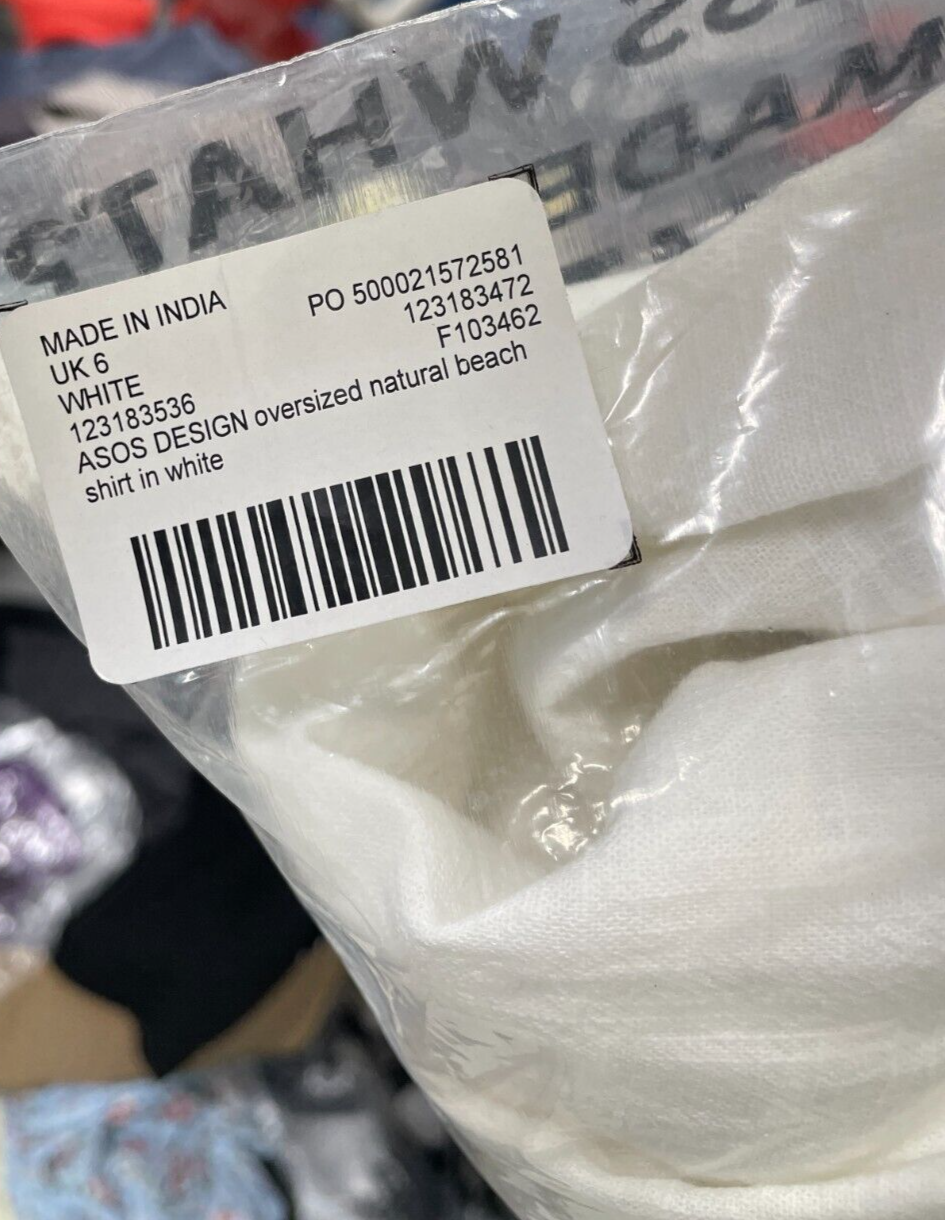 ASOS Women's 2 Oversized Natural Beach Shirt White Long Sleeve 110514135 NWT