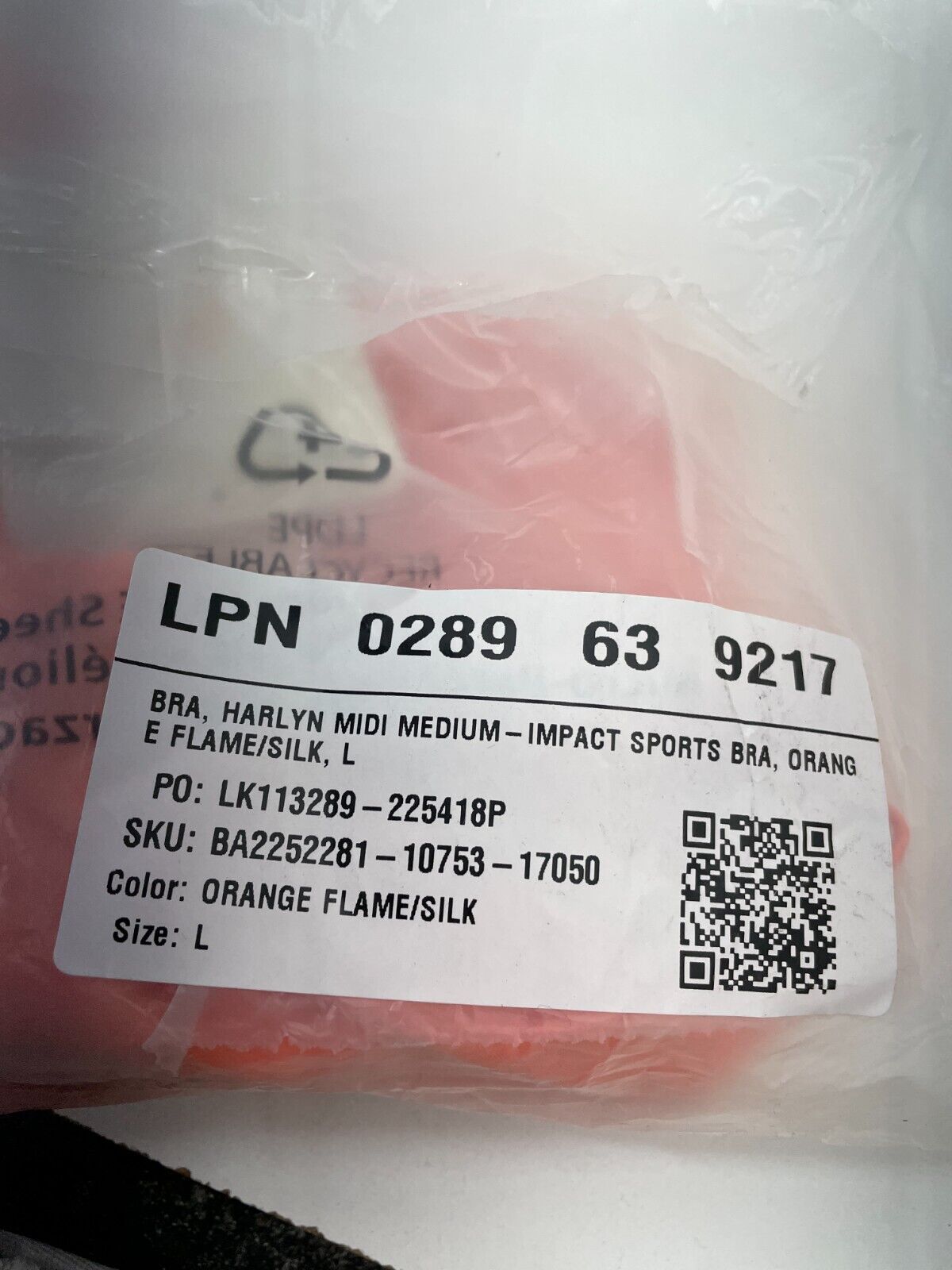 Fabletics Womens L Harlyn Midi Medium Impact Sports Bra Orange BA2252281-10753