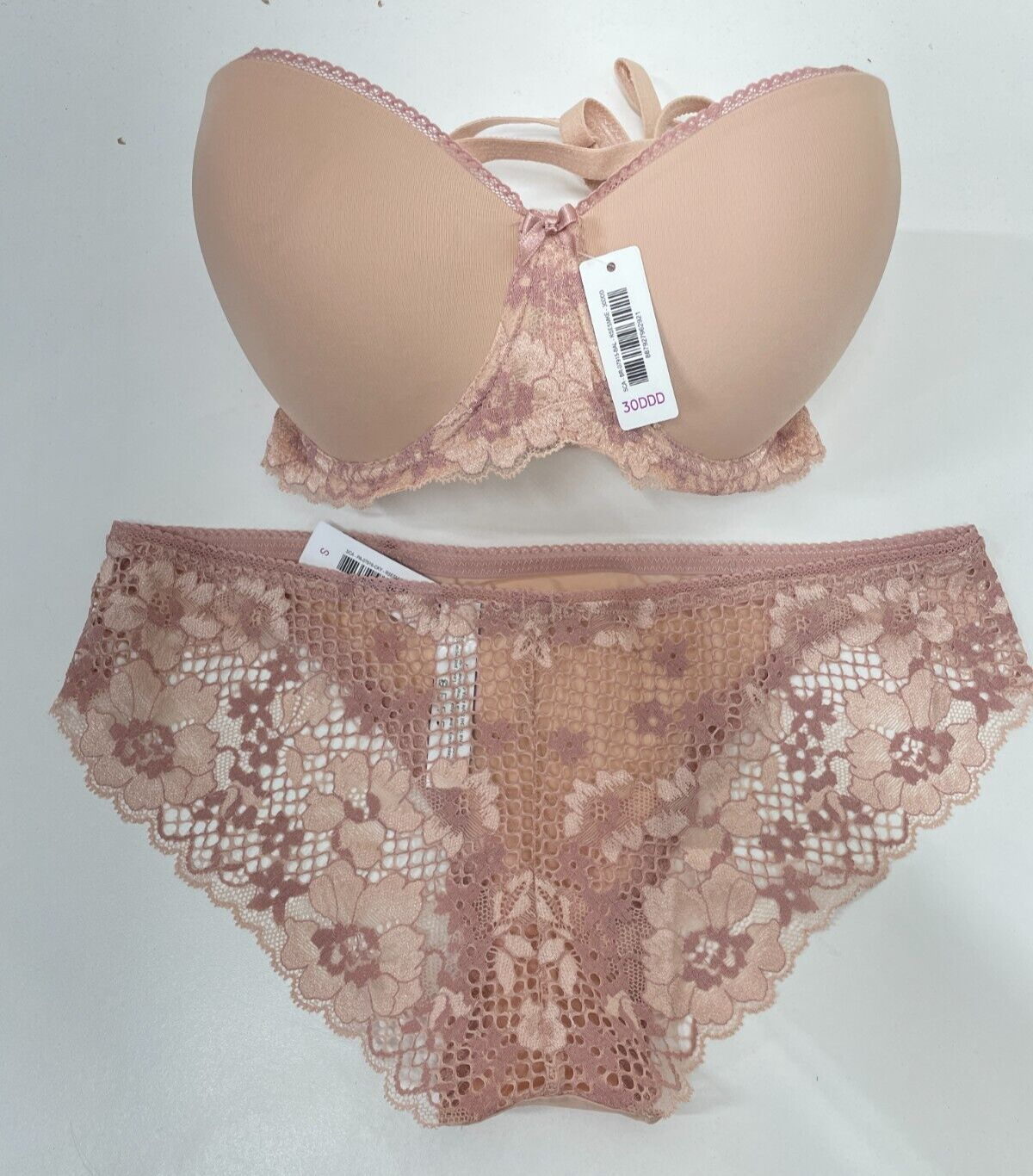 Adore Me Women's S/30DDD Kendil Push Up Strapless Bra & Panty Set Rose Smoke NWT