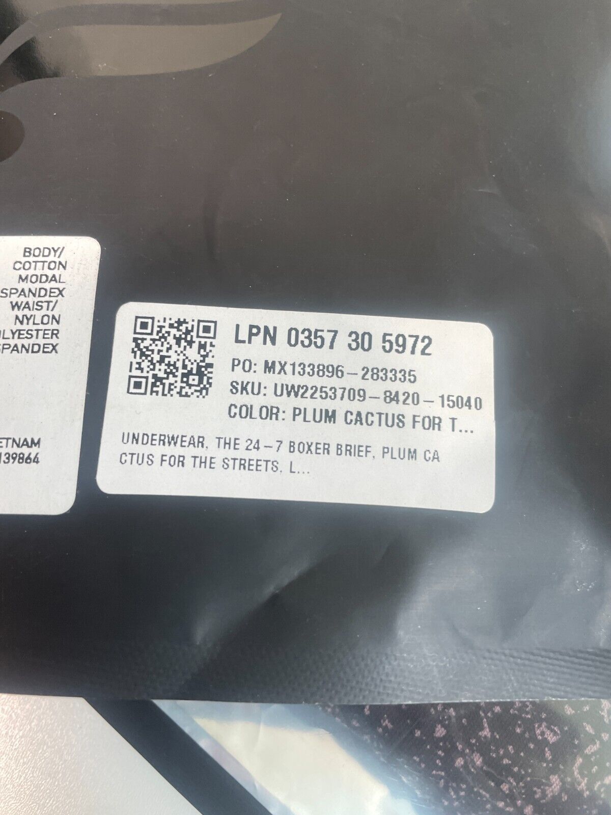 Fabletics Pack of 3 Mens L The 24-7 Boxer Brief Plum Cactus UW2253709-8420 Lot