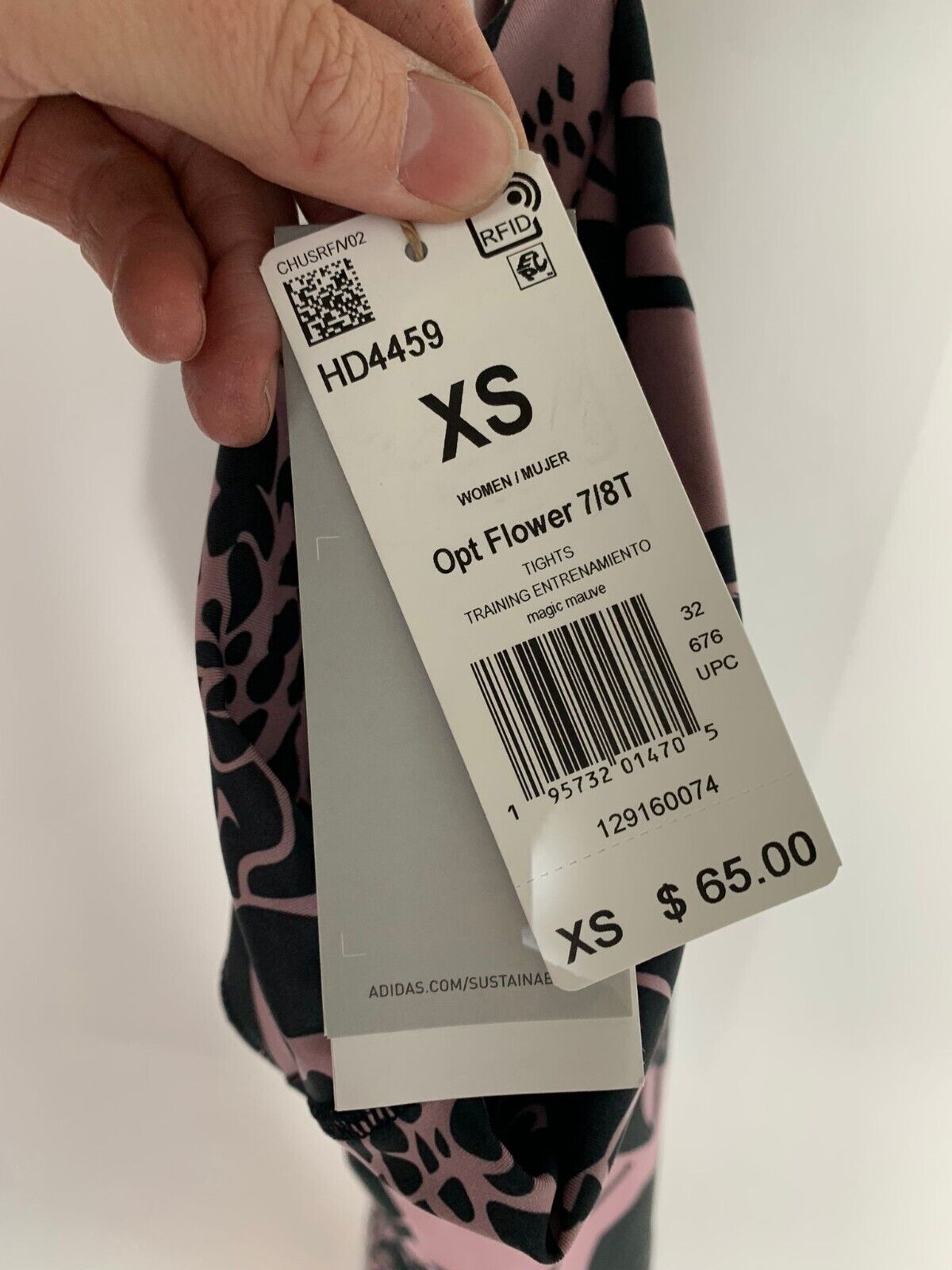 adidas Womens XS HD4459 Optime Superher Training Tight Flower Mauve Legging Yoga