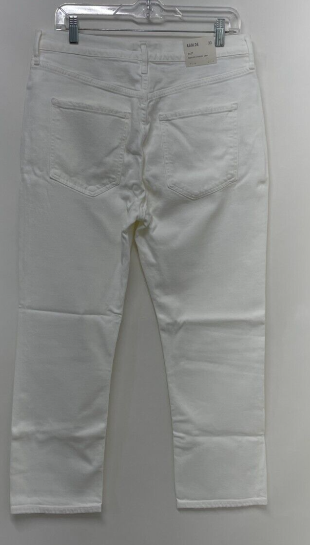 Agolde Womens 30 Riley High Waist Crop Straight Leg Jeans White Button Fly Denim