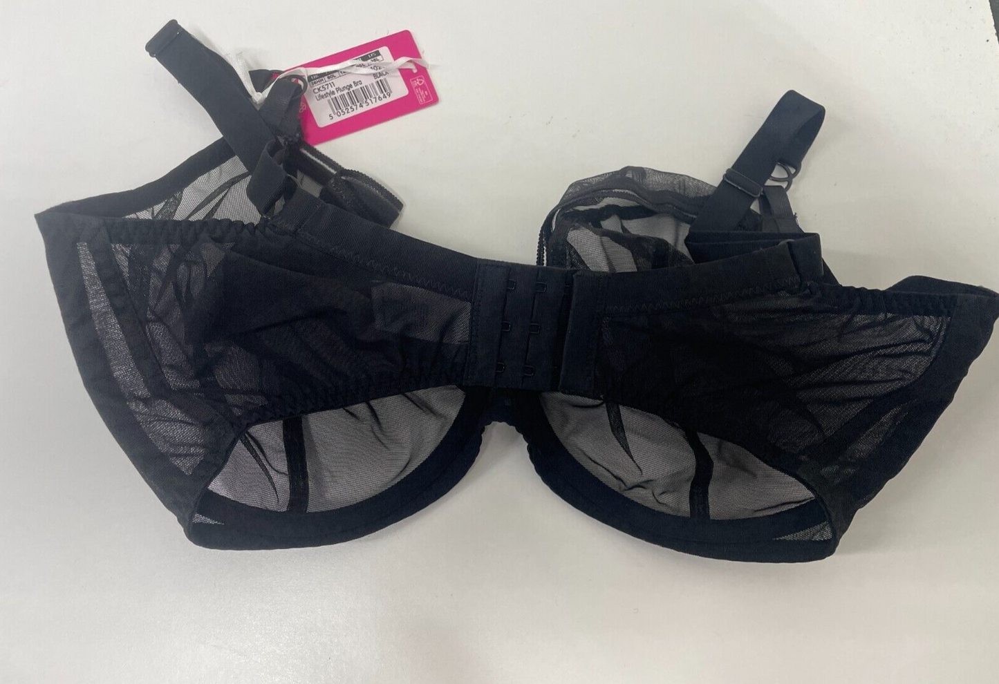 Curvy Kate Womens 36L Lifestyle Plunge Bra Black Fully Sheer Adjustable CK5711