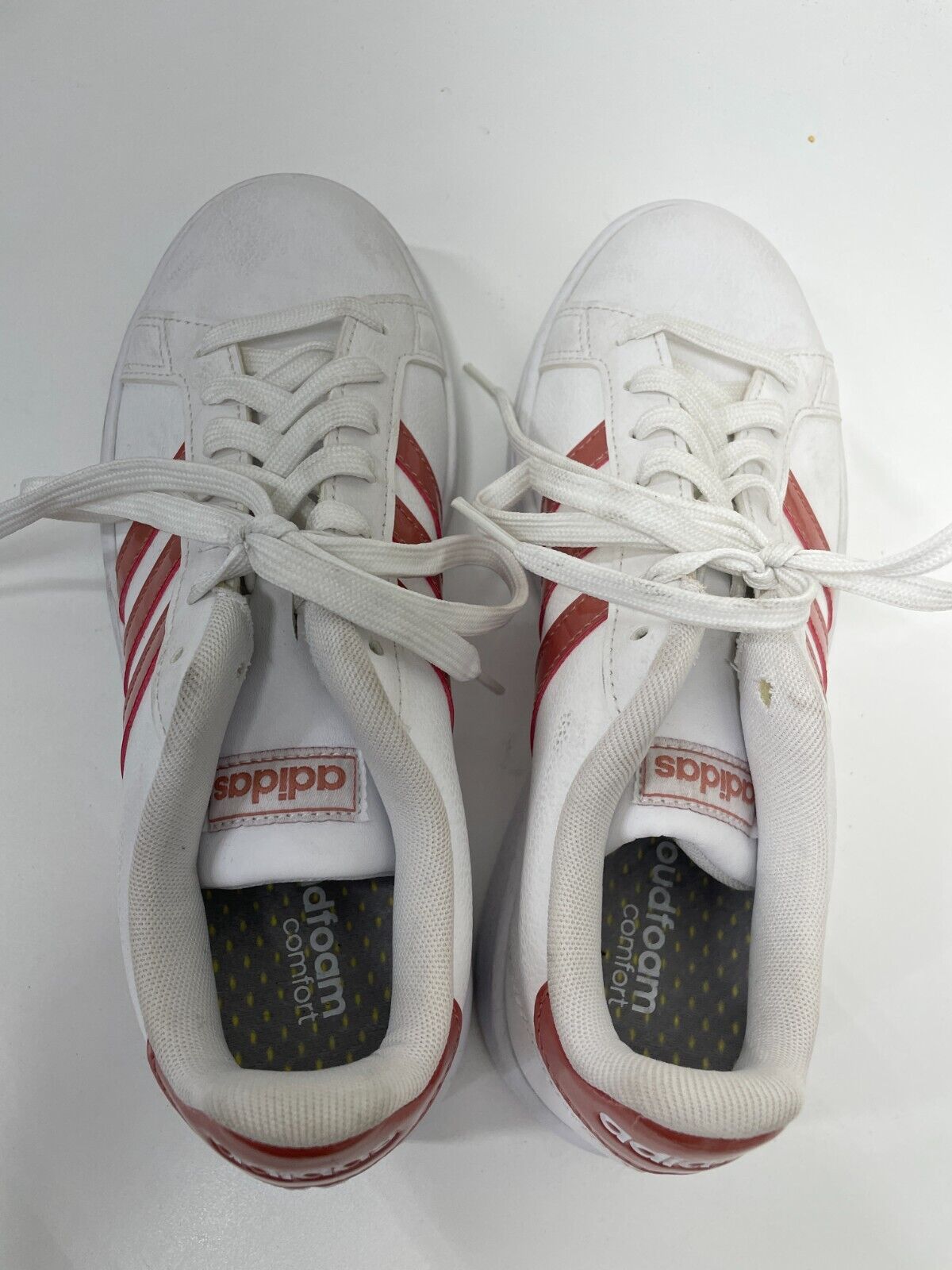 adidas Women's 6.5 Grand Court Shoe Raw Pink White Vegan Leather Sneaker EE8178