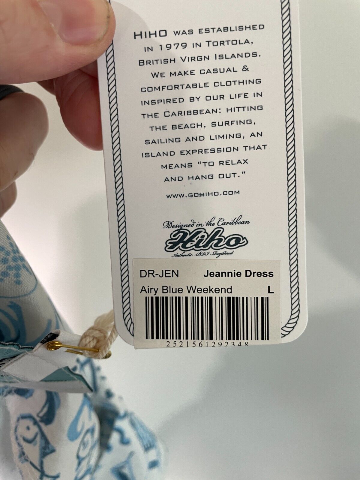 Hiho Women's L Jeannie Dress Airy Blue Weekend Lined Bell Sleeve Ruffle Hem