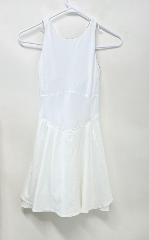 Lululemon Womens 4 Court Crush Tennis Dress White Built-in Bra Mini Fit & Flare