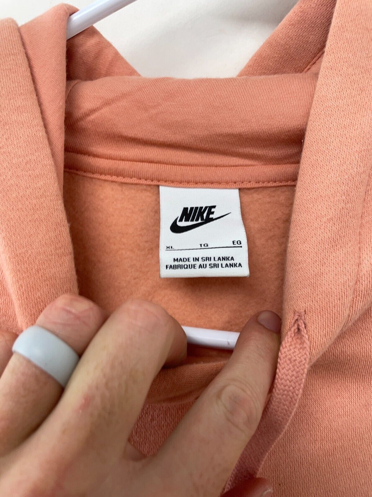 Nike Mens XL NSW Club Fleece Pullover Hoodie Madder Root/White BV2654-824