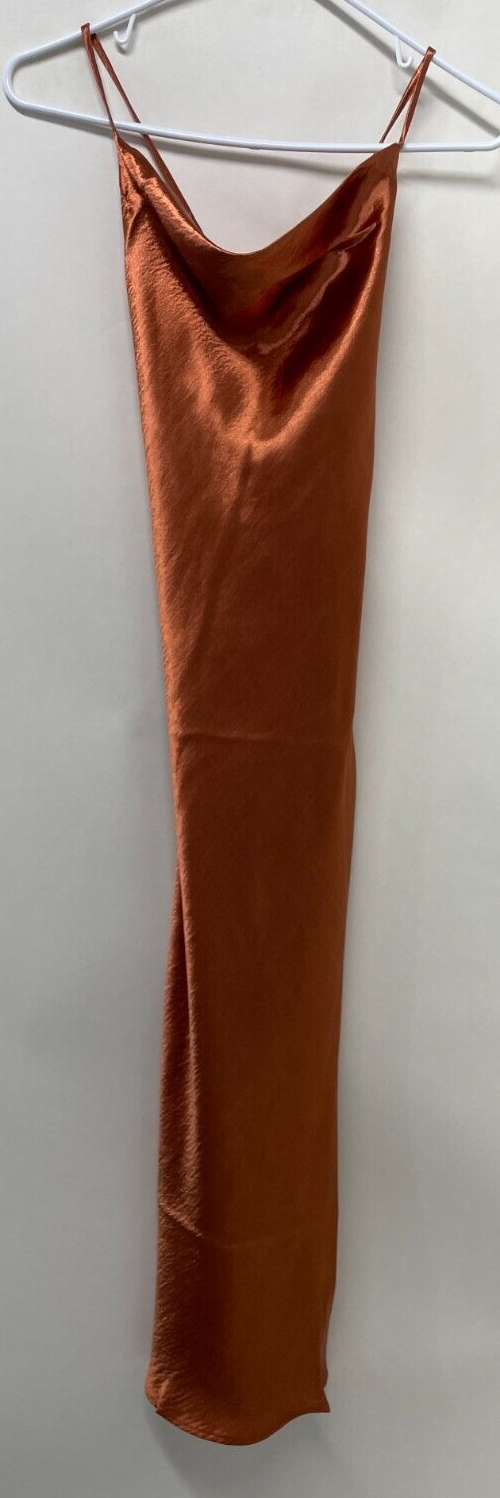 ASOS Design Womens 6 Cami Midi High Shine Satin Slip Dress Terracotta 116908415