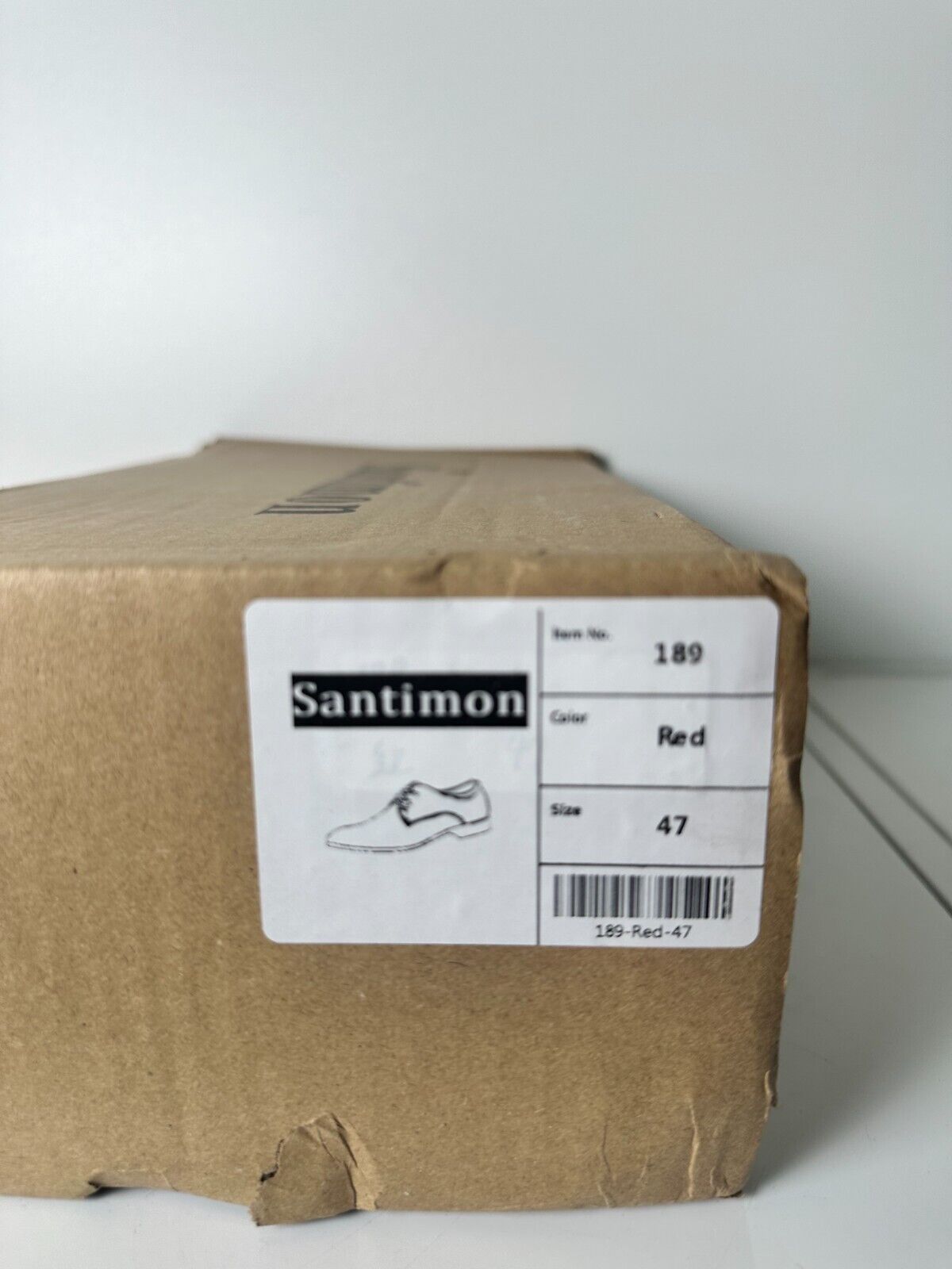 Santimon Men's EU 47 Patent Leather Shiny Pointed Toe Derby Prom Dress Shoes Red