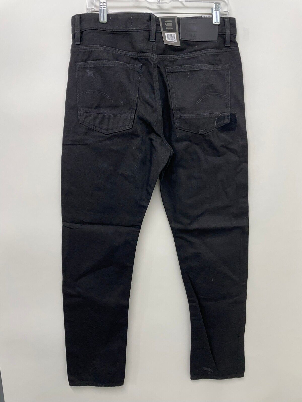 G Star Denim Mens 30x30 A-Staq Tapered Jet Black Rescue Patch Restored Jeans 32