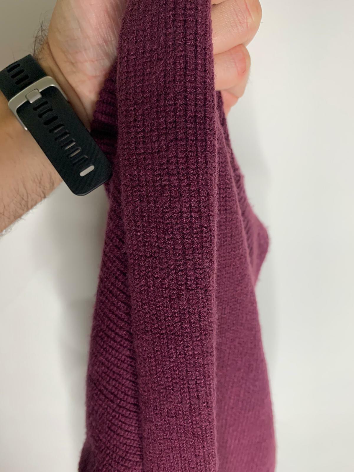 Free People Womens M Saffron Top Open Back Sweater Pomegranate Wine Puff Sleeve