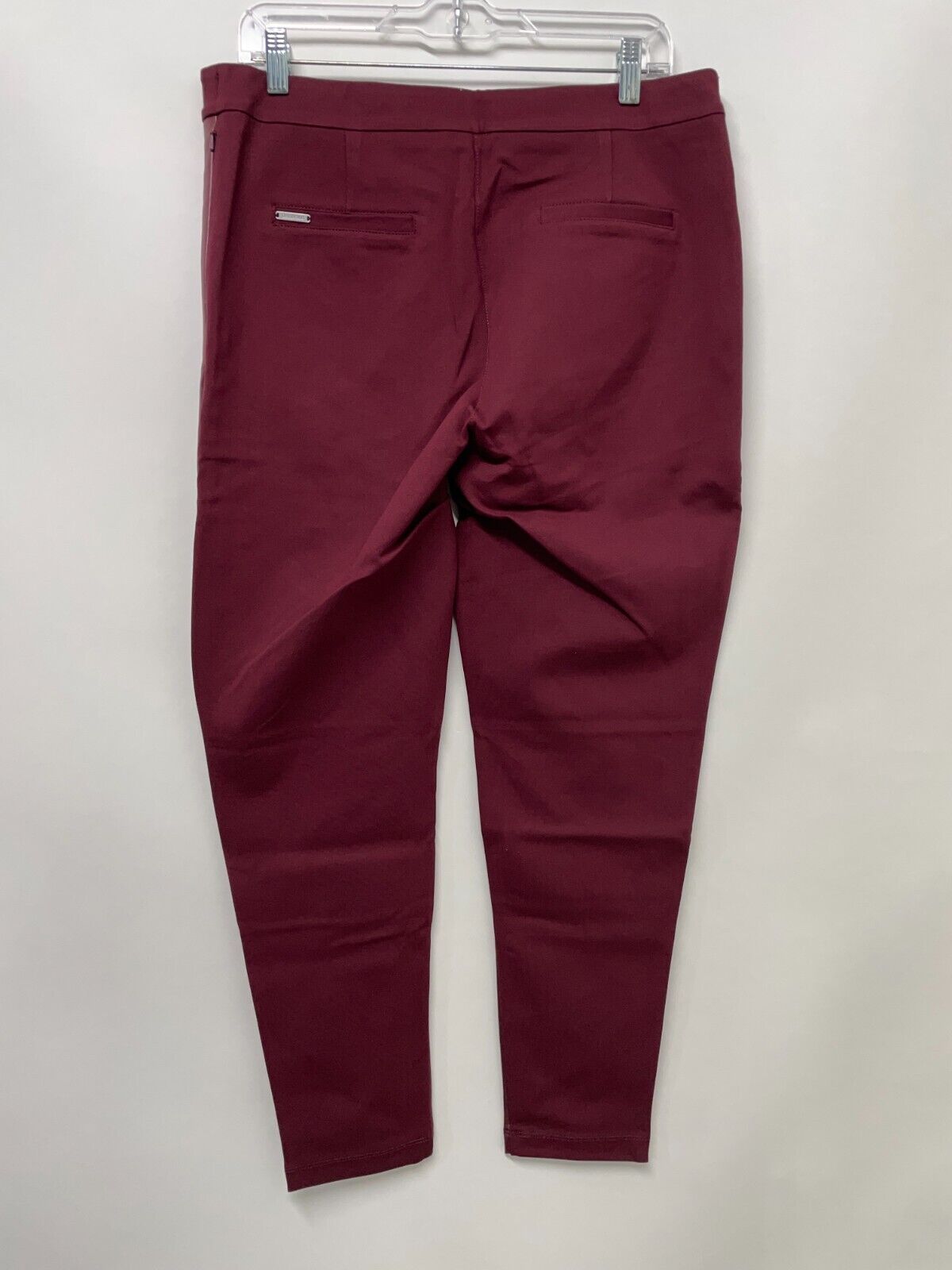 Betabrand Womens XL Skinny Leg Jett Dress Pant Yoga Pants Coated Maroon Leather