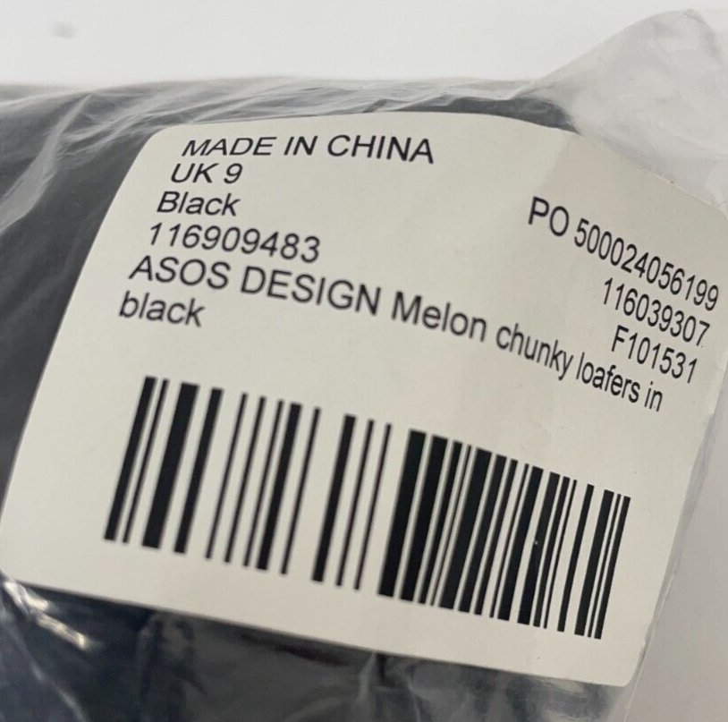 ASOS Women's 7 Melon Chunky Loafers Black Matte Faux Leather Y2K 90s Fringe NEW