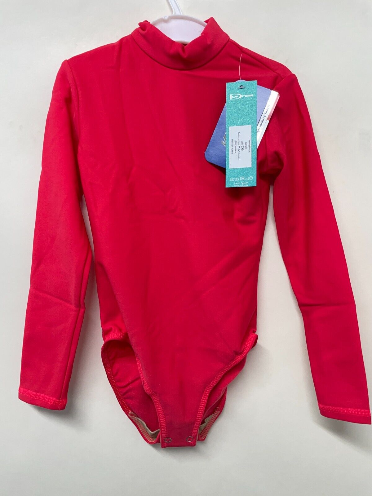 IceDress Childrens XS Thermal Bodysuit Coral Long Sleeve Figure Skating Leotard