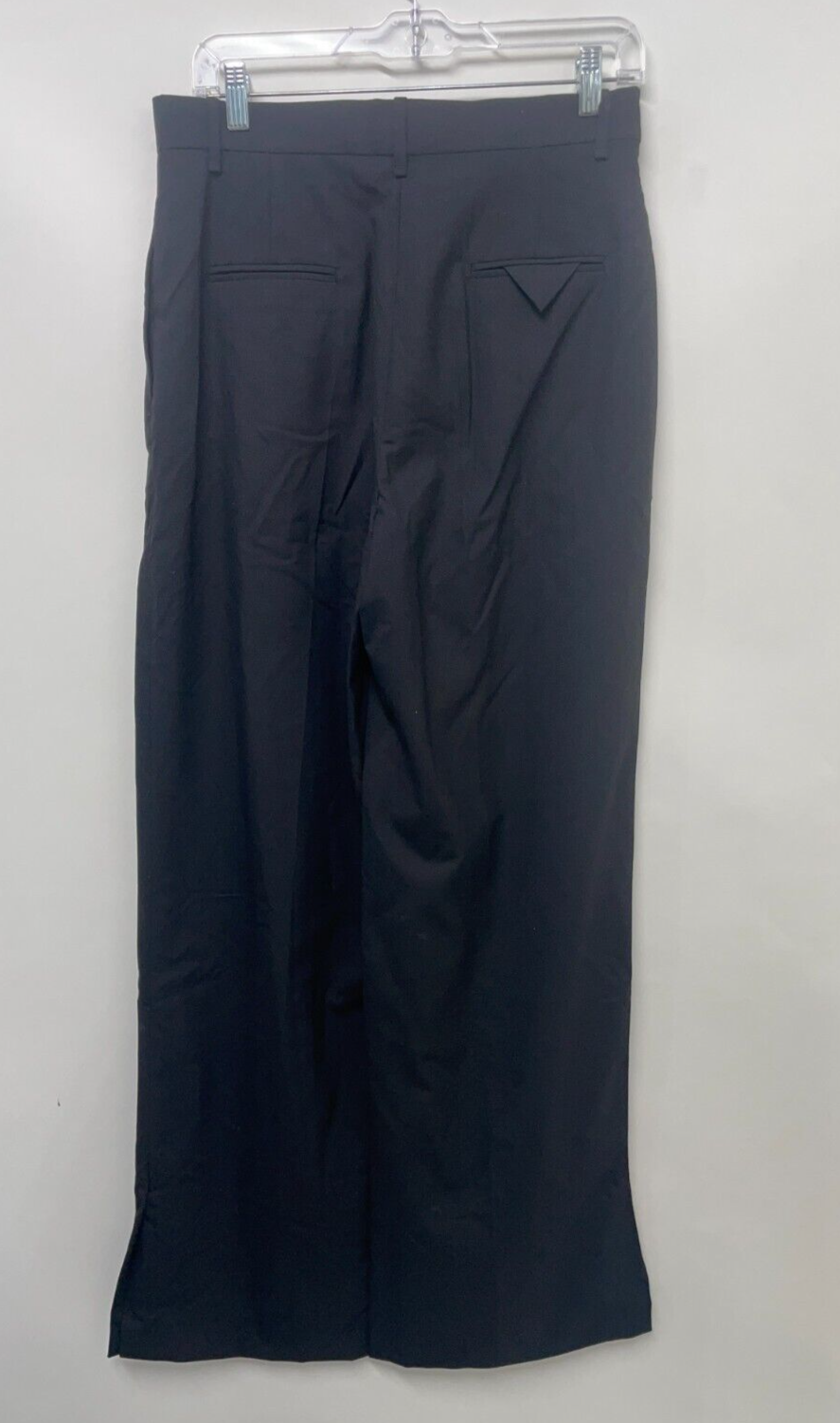 Zara Women's M Vented Straight-Leg Trousers Black Split Hem High-Waist 4043/315
