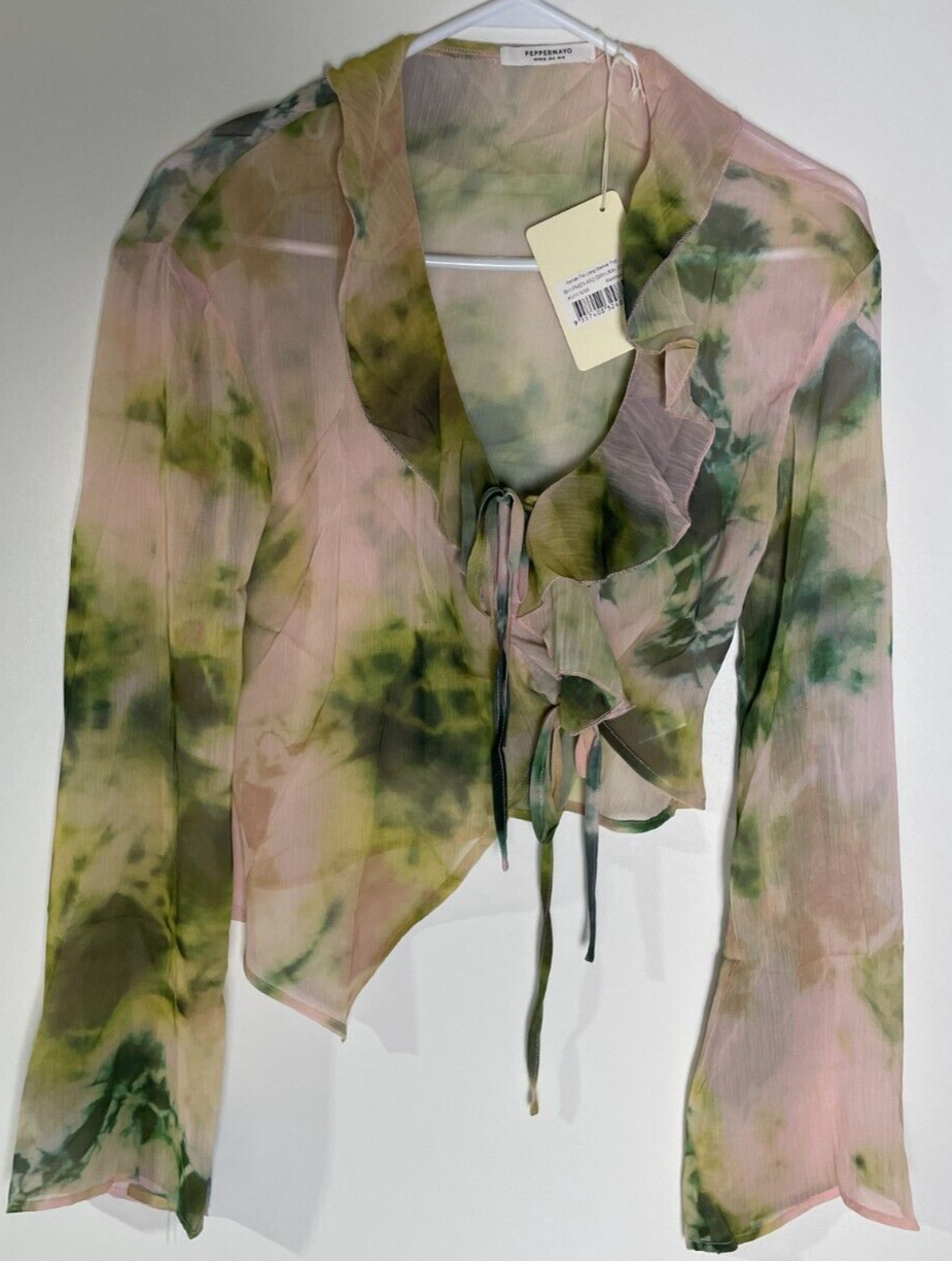 Peppermayo Women's 6 Sariah Tie Long Sleeve Top Blouse Rainforest Green PM23-492
