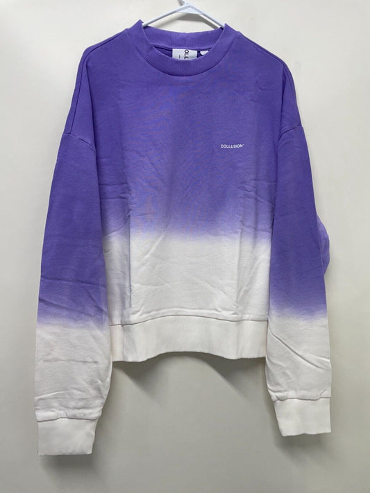 COLLUSION Unisex L Oversized Sweatshirt Reverse Fabric Purple Ombre Pullover NWT