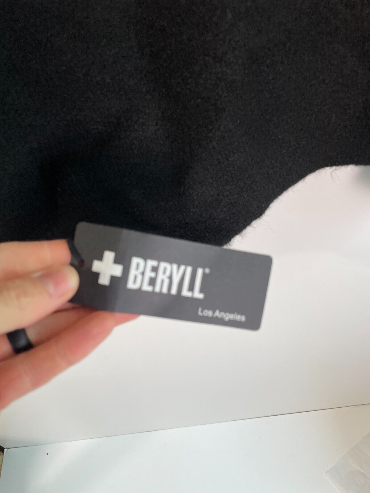 Beryll Women's One Size Cashmere Hooded Cardigan Sweater Black Oversized Pockets