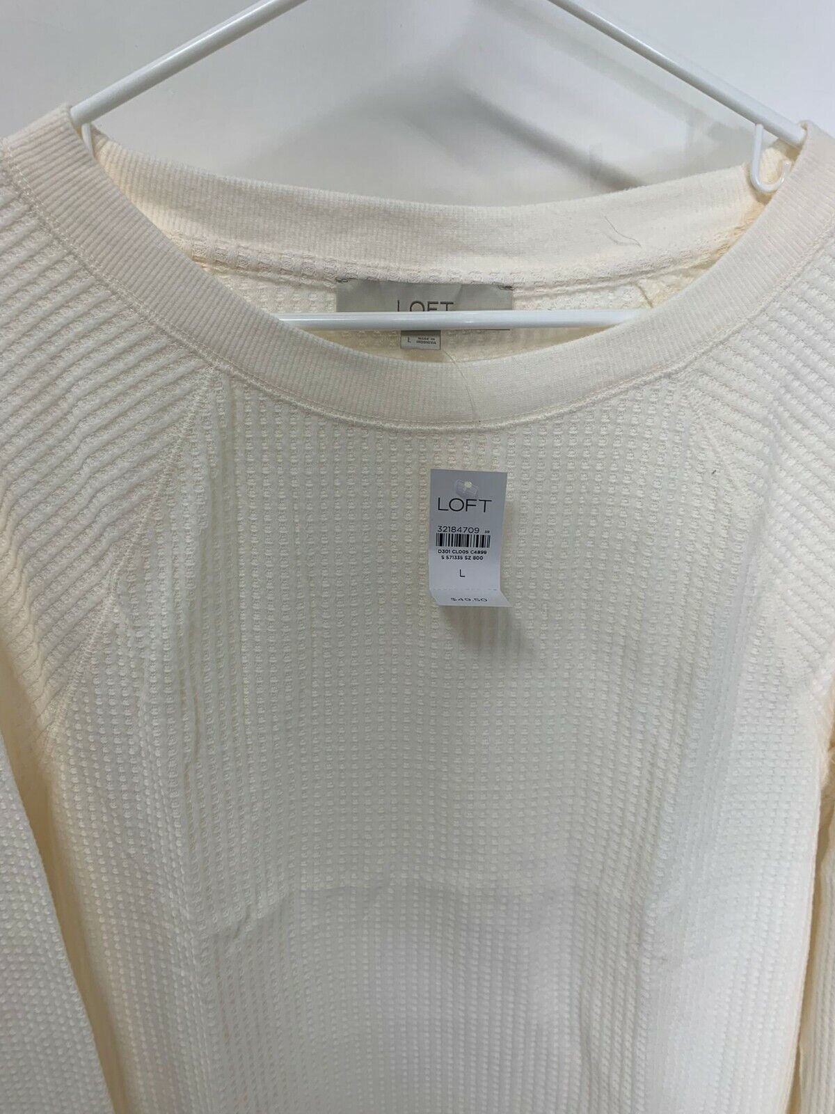 Loft Womens L Lot of 2 Waffle Gray Ivory Shirttail Tunic Top Sweater Ann Taylor