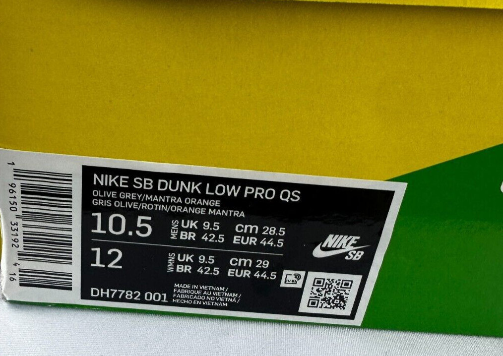 Nike Men's 10.5 Crushed D.C. x Dunk Low SB Golden Hour Skate DH7782 001 Shoes