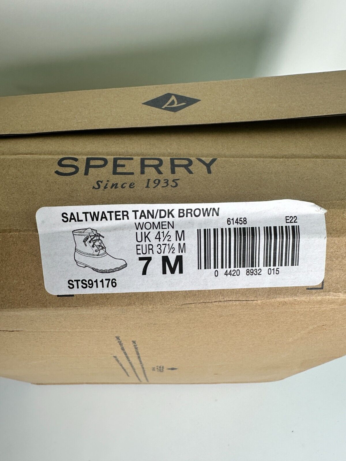 Sperry Women's 7M Saltwater Duck Boots Rubber Leather Tan Dark Brown STS91176