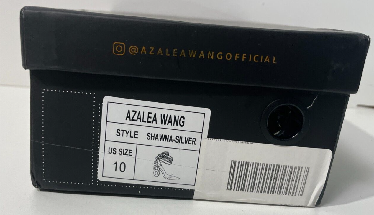 Azalea Wang Women's 10 Shawna Wrap Up Heeled Sandal Shiny Metallic Silver