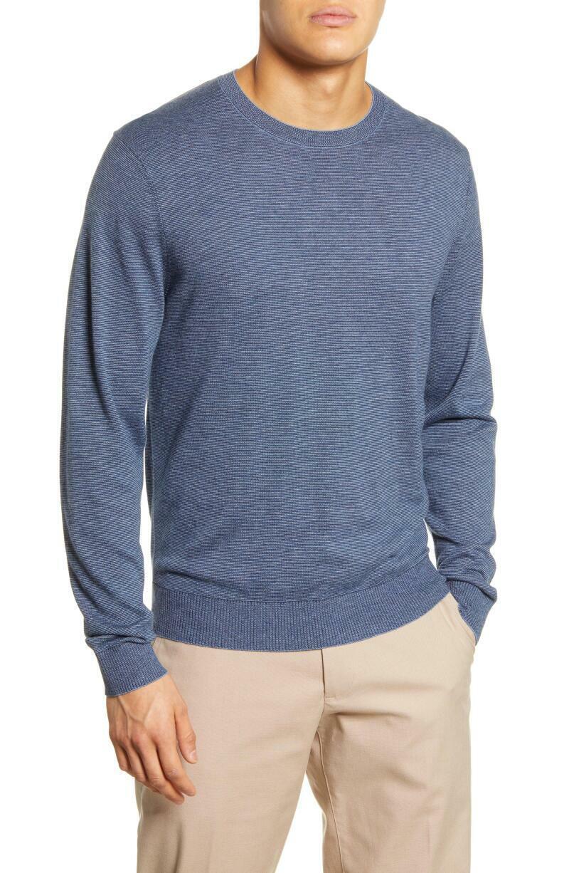 Bonobos Mens XXL Slim Lightweight Stripe Sweater Shirt Blue Long Sleeve Shirt