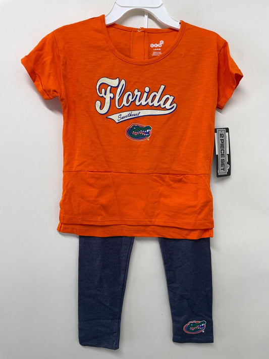 Florida Gators Girls L Preschool Gen 2 Stadium T-Shirt & Leggings Set Orange NWT