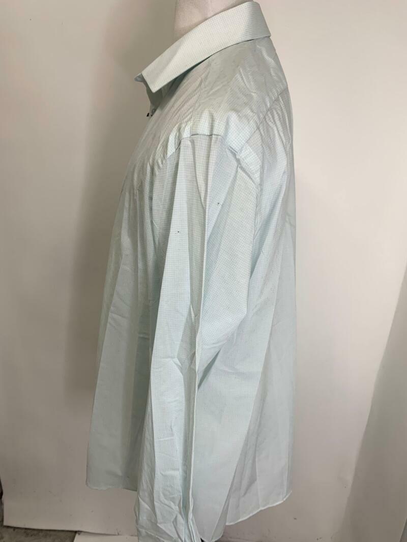 Core Control Comfort C3 Mens 2XL Light Blue Grid Check Button Down Dress Shirt