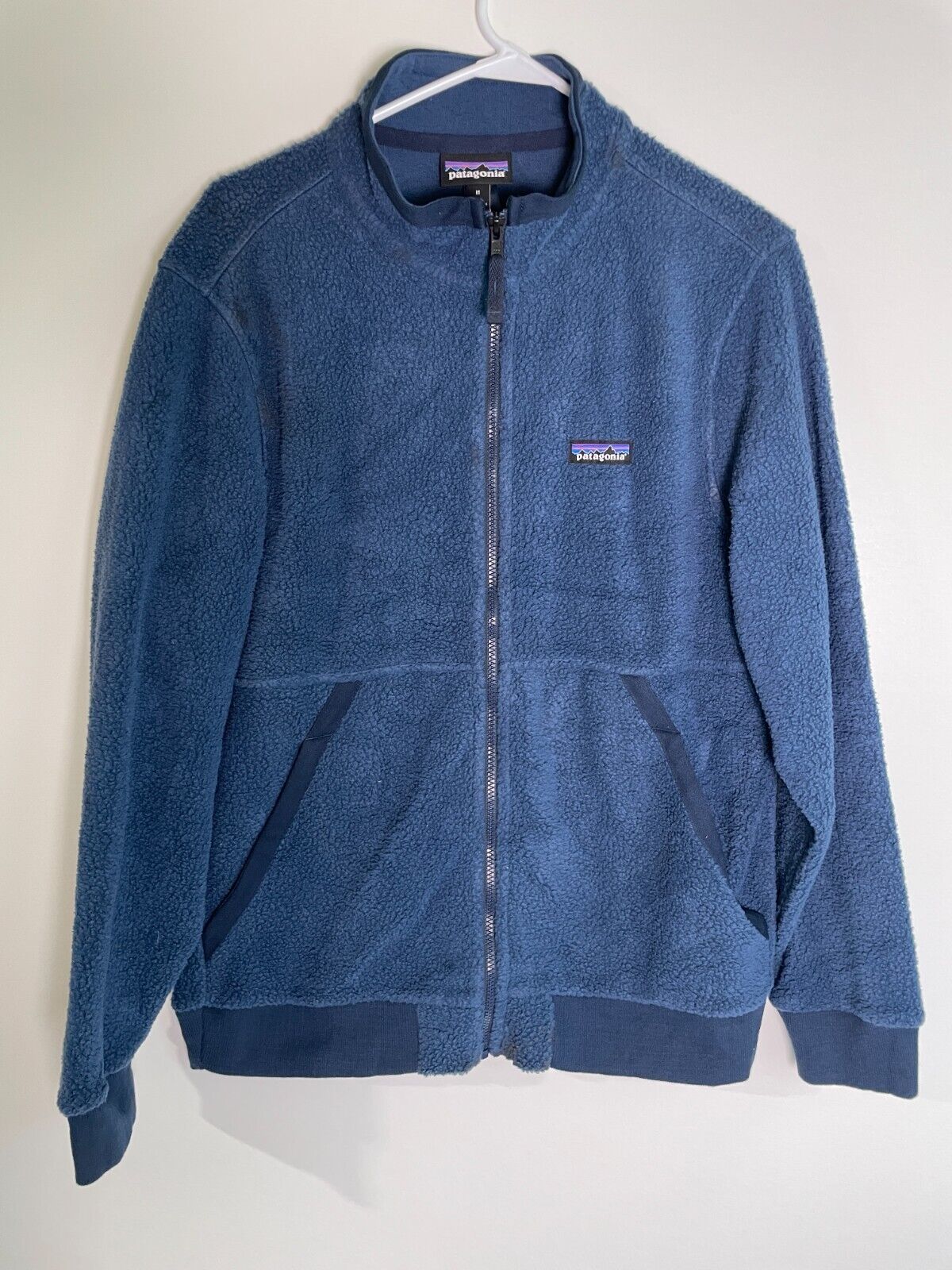 Patagonia Mens M Shearling Micro-Pile Fleece Full Zip Jacket Tidepool Blue 26125