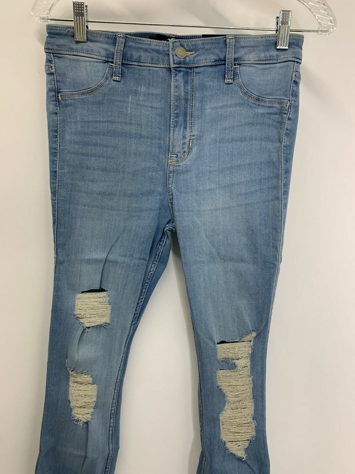 Hollister Womens 7R Light Wash High Rise Jean Legging Skinny Jeans Denim Ripped