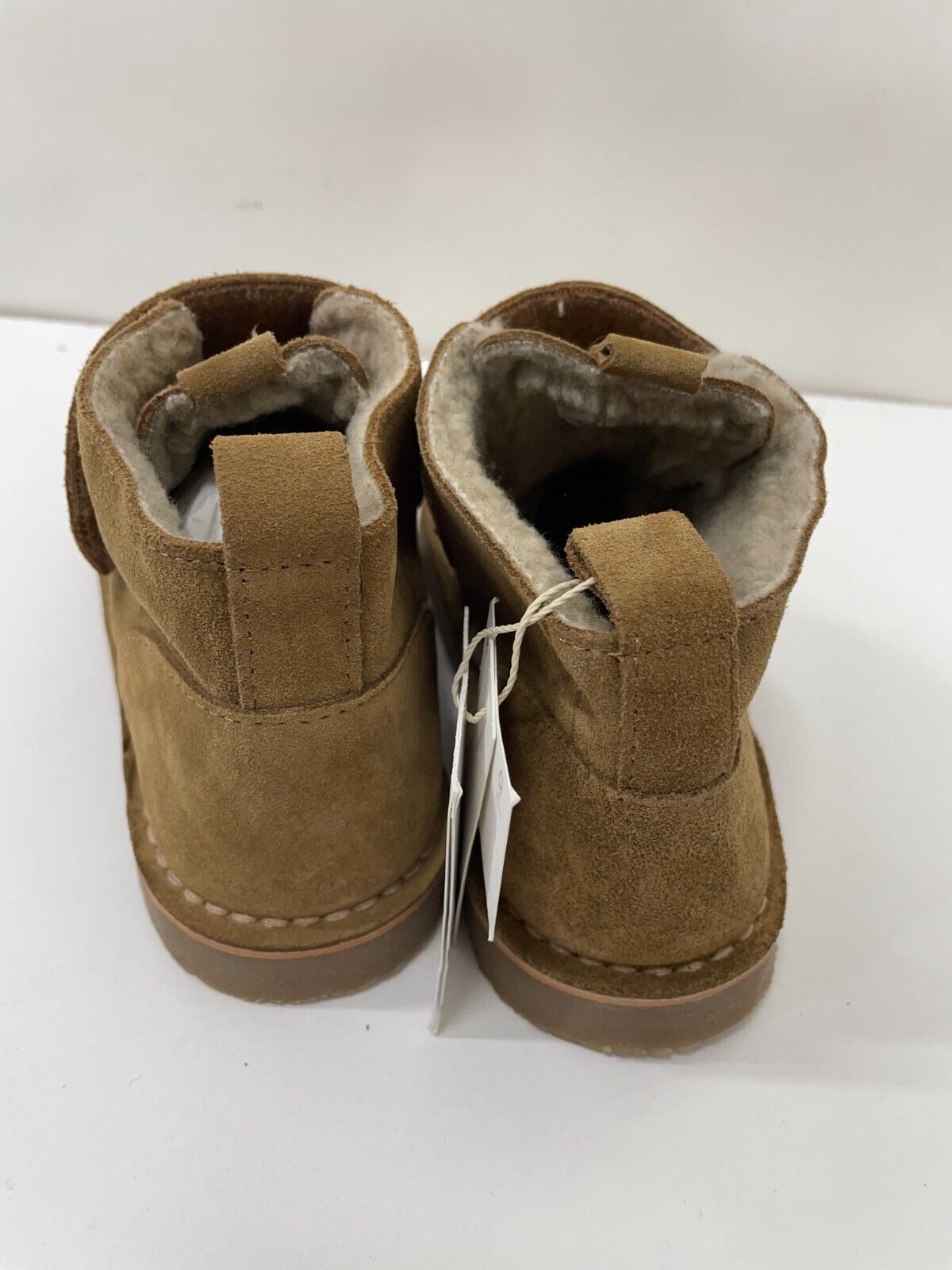 Zara Kids 13.5 Suede Leather Ankle Boots Taupe Hook & Loop Strap 4150/030/131