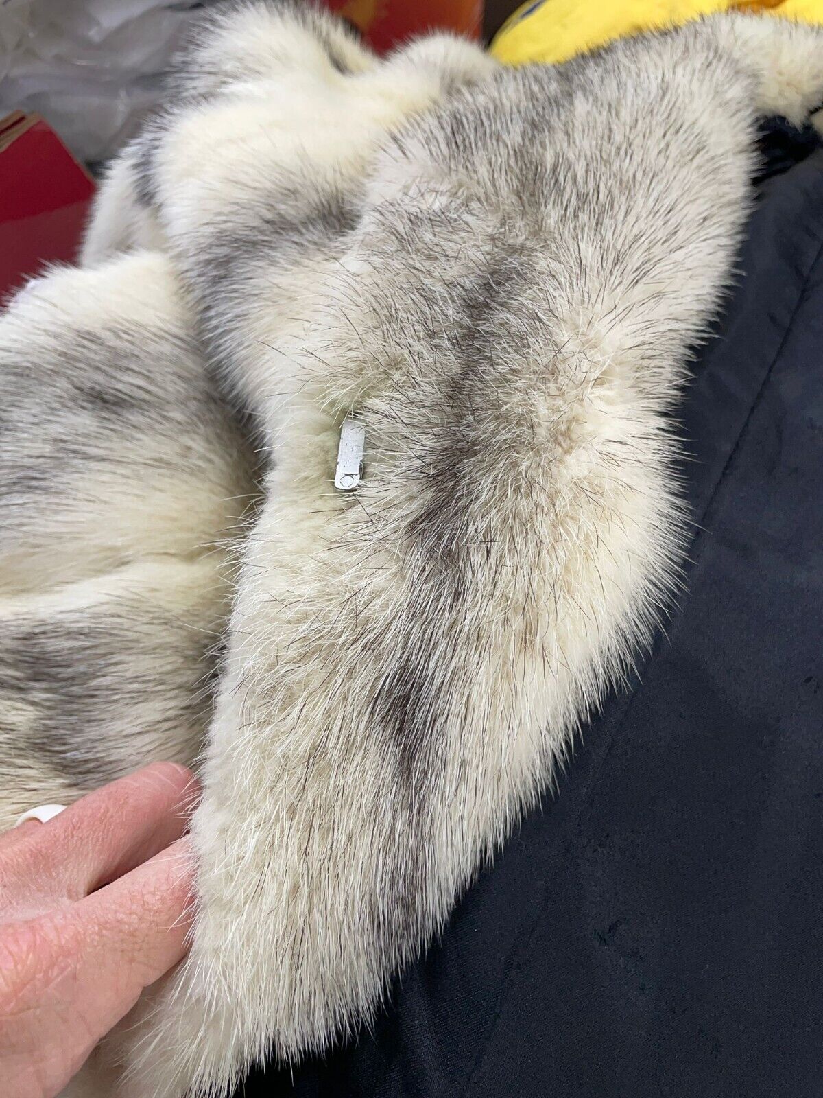 Cross Mink Fur Womens S/M Coat Trench Kohinoor Silver Iris Pearl Shawl Vintage