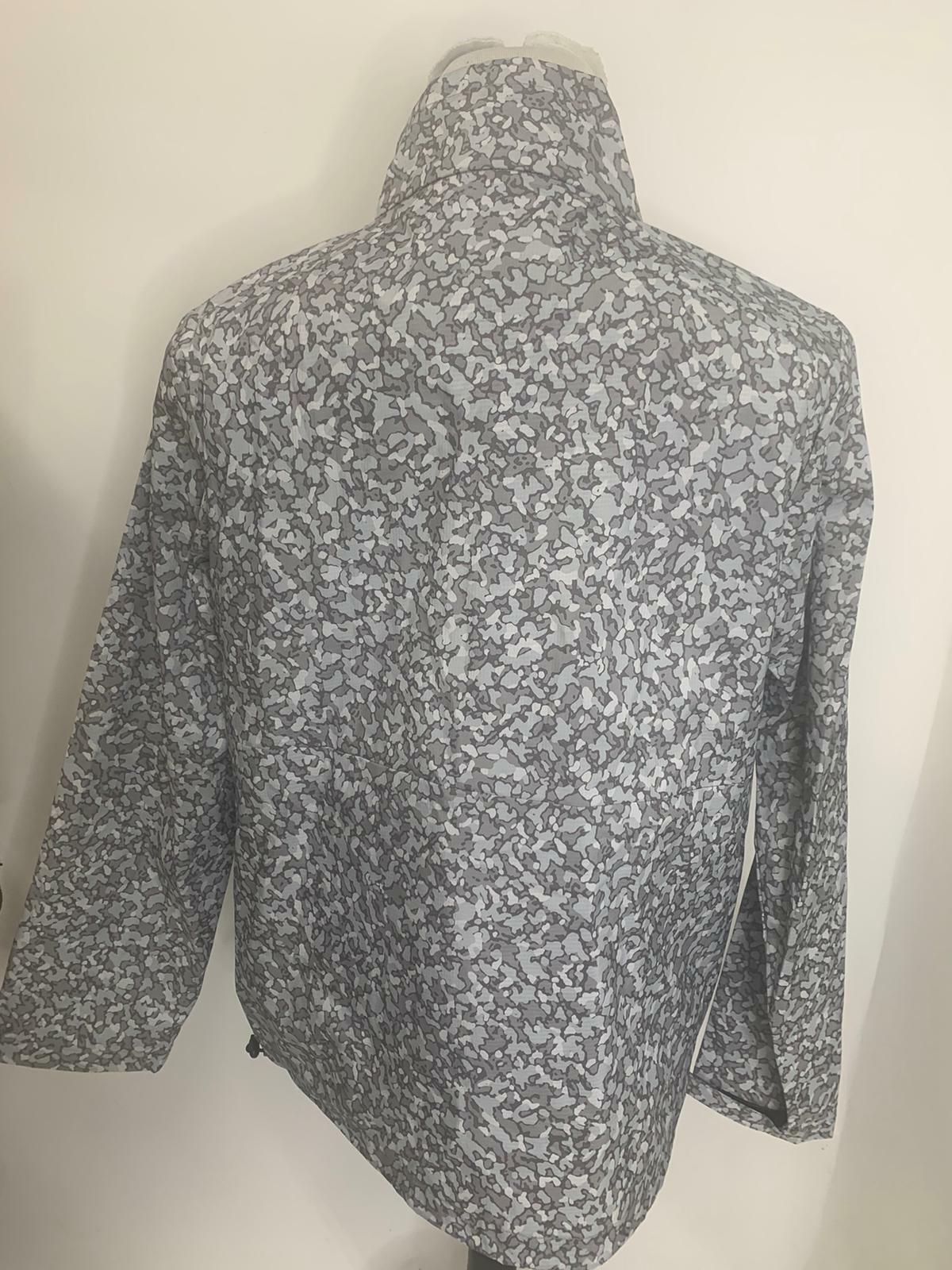 DKNY Mens Gray White Camo Printed Half-Zip Popover Jacket Windbreaker Waterproof