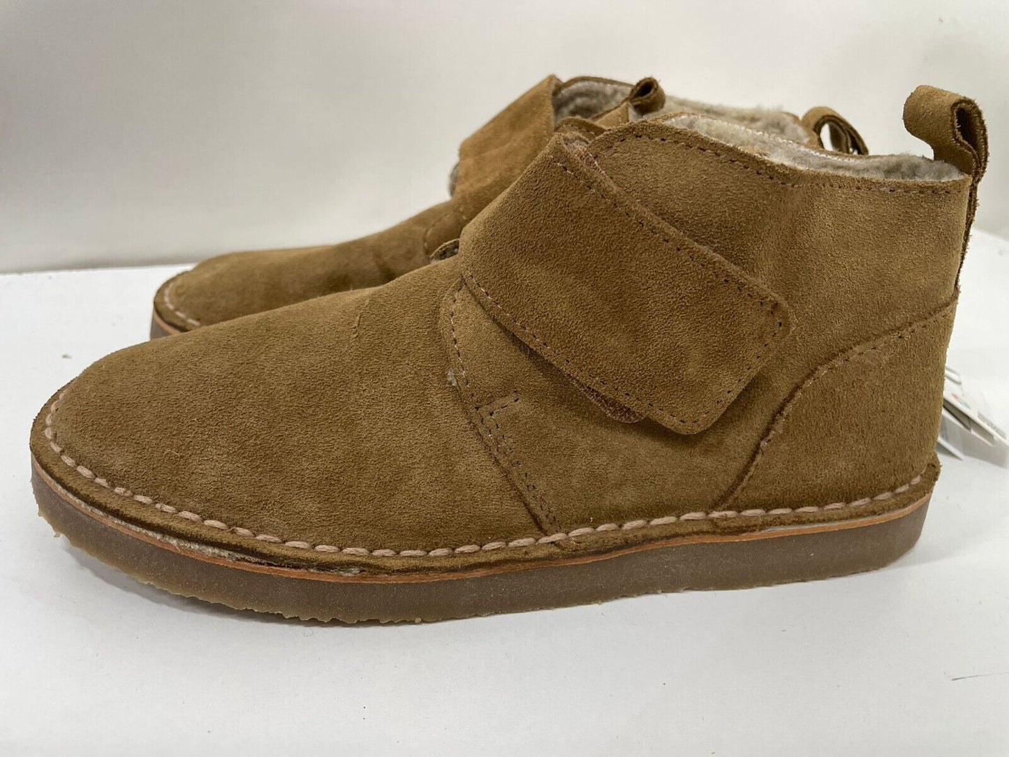 Zara Big Kids 2 Suede Leather Ankle Boots Taupe Hook & Loop Strap 4150/030/131