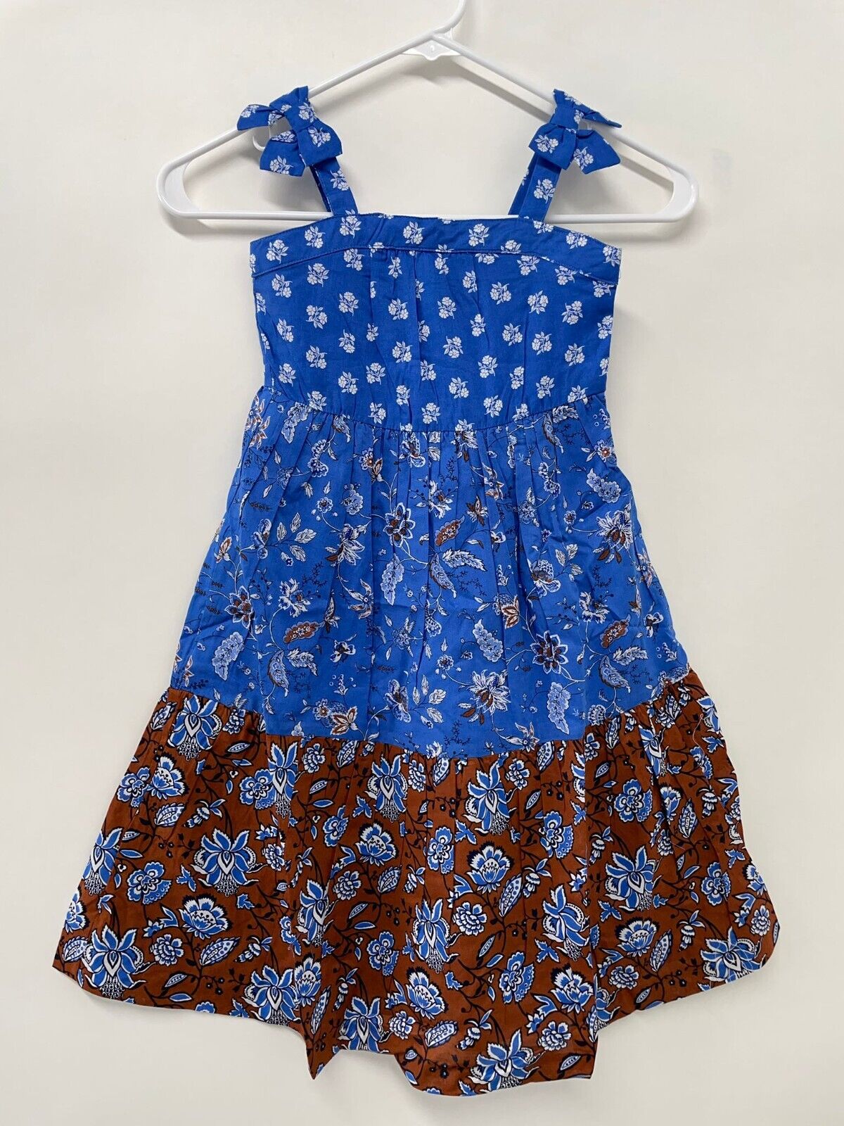 Janie & Jack Girls 4 Mixed Paisley Floral Maxi Dress Sleeveless Bow Blue Monday