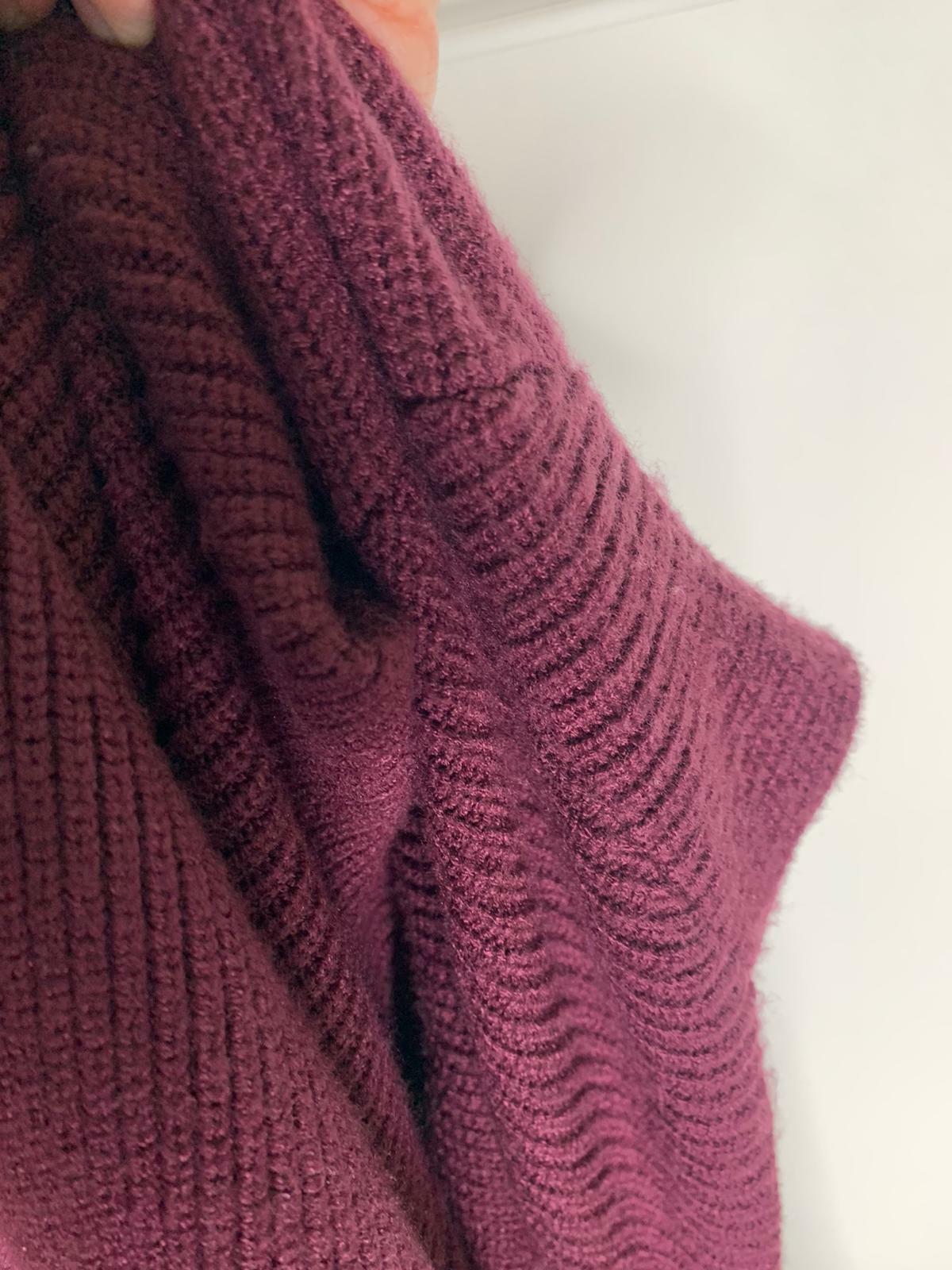 Free People Womens M Saffron Top Open Back Sweater Pomegranate Wine Puff Sleeve