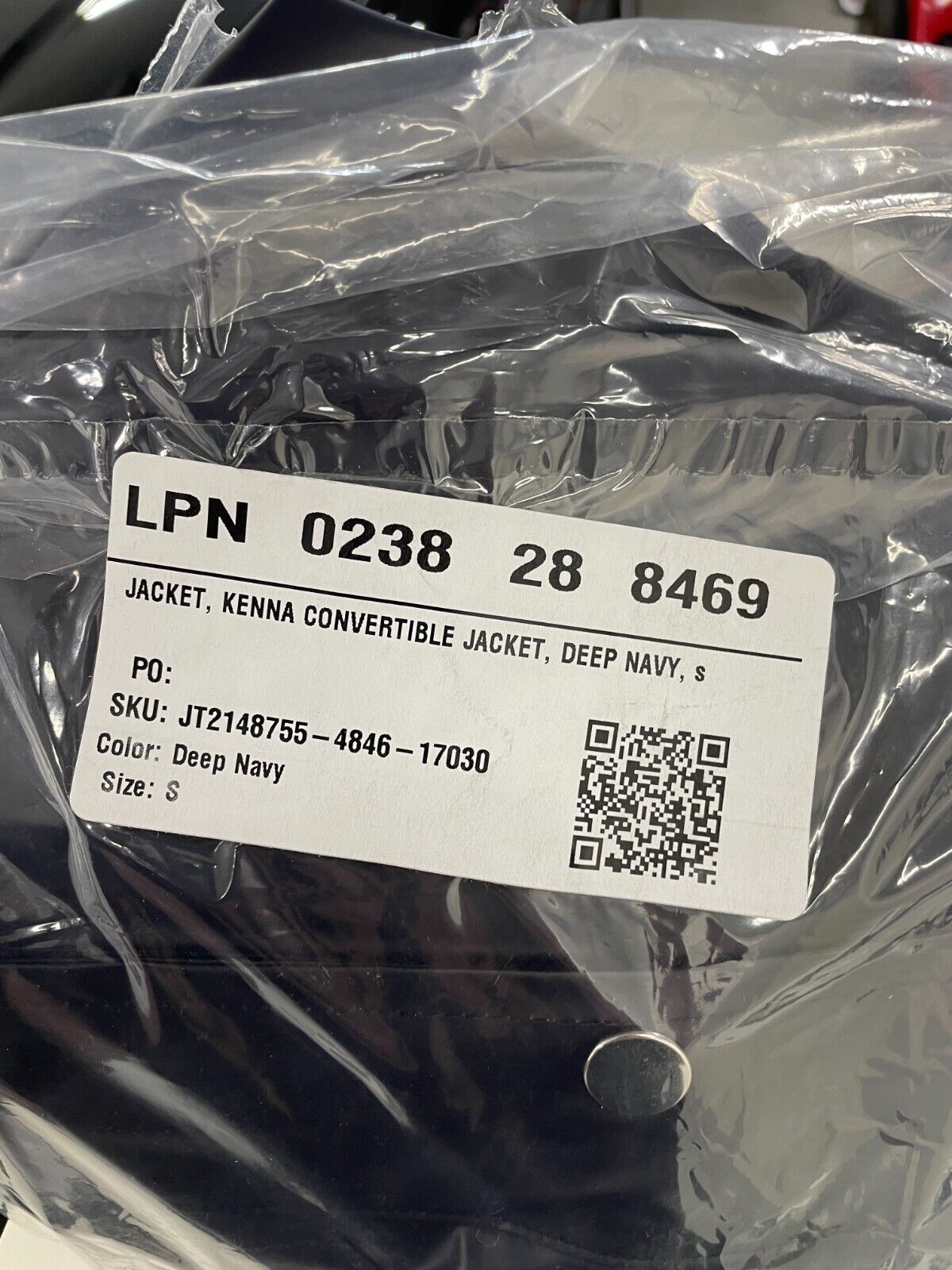 Fabletics Women's S Kenna Convertible Jacket Deep Navy Windproof Hood Pockets