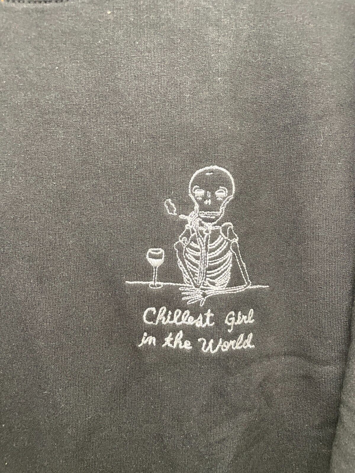 Olivia de Recat Women XXL Chillest Girl in the World Sweatshirt Black Olive