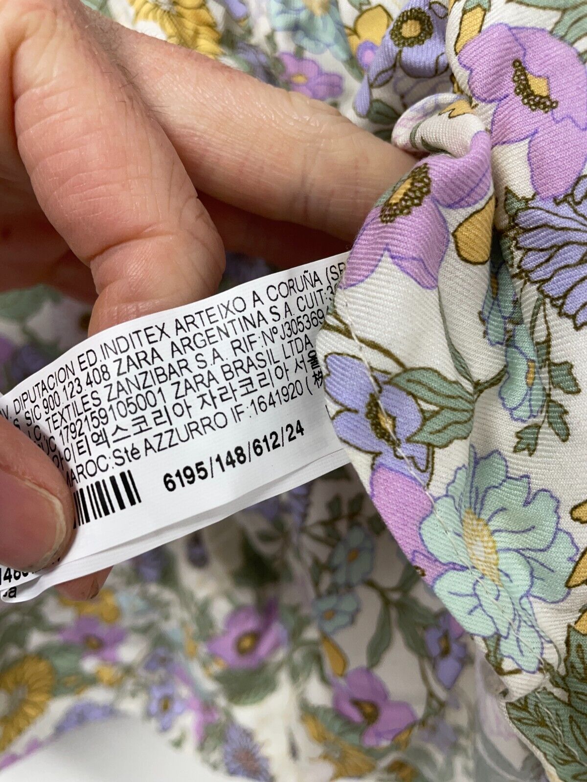 Zara Kids Girls 18-24M Gathered Dress with Flowers V-Neck Long Sleeve 6195/148
