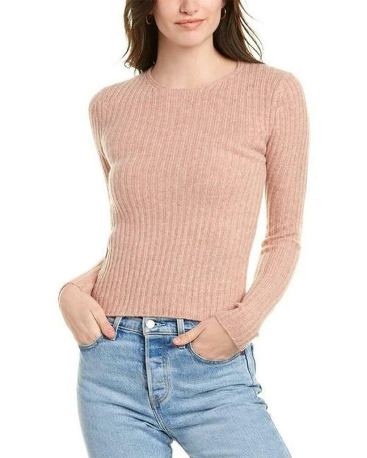 Vince Womens XL Fitted Wool & Cashmere-Blend Sweater Ribbed Crewneck Pullover