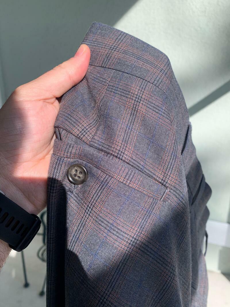 English Laundry Mens 33 Gray Olive Orange Windowpane Plaid Suit Dress Pants