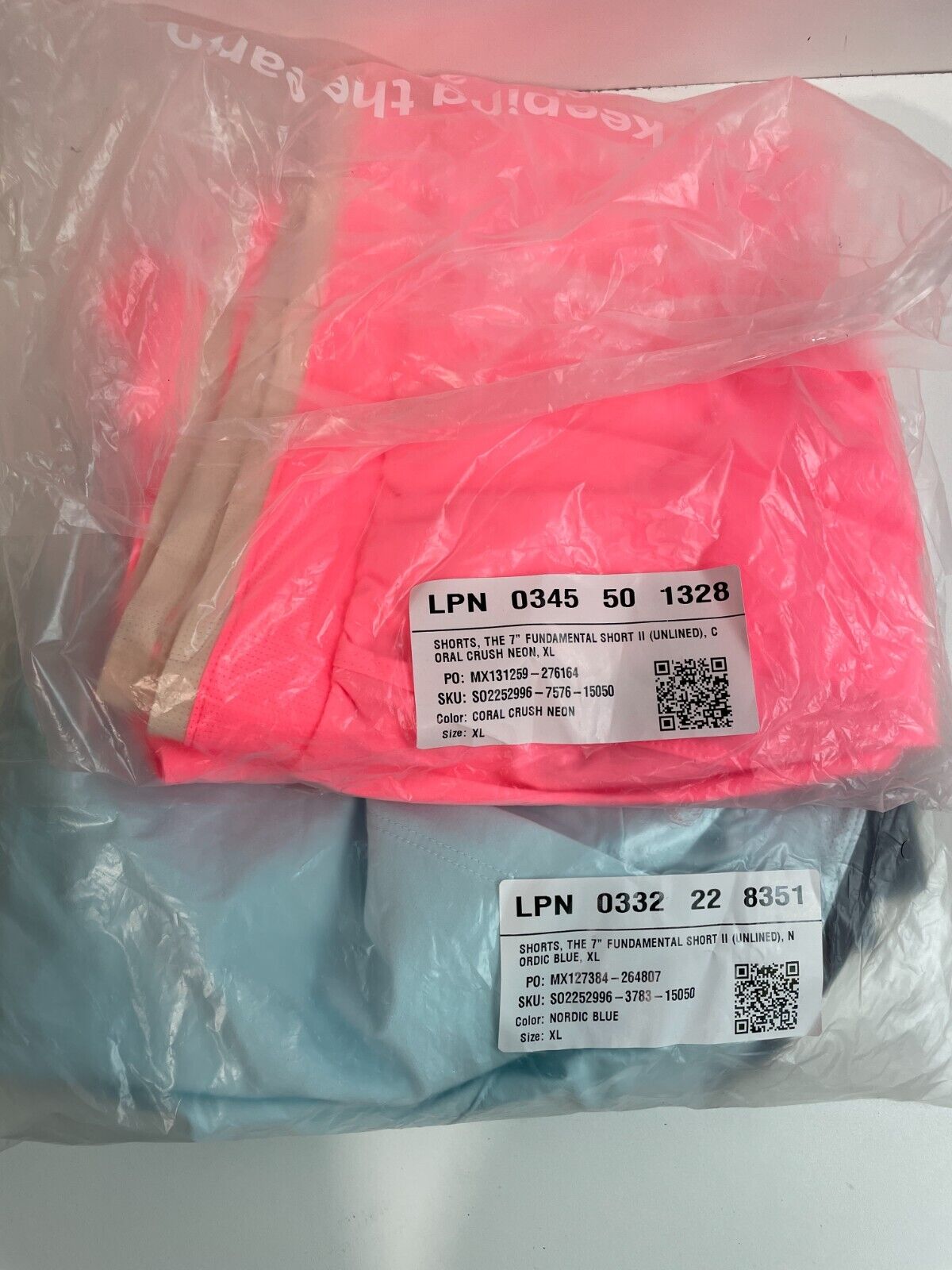 Lot of 2 Fabletics Men's XL The 7" Fundamental Short II Unlined Pink Nordic Blue