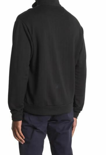 Thomas Dean Mens S Black Herringbone French Terry Pullover Quarter Zip Sweater