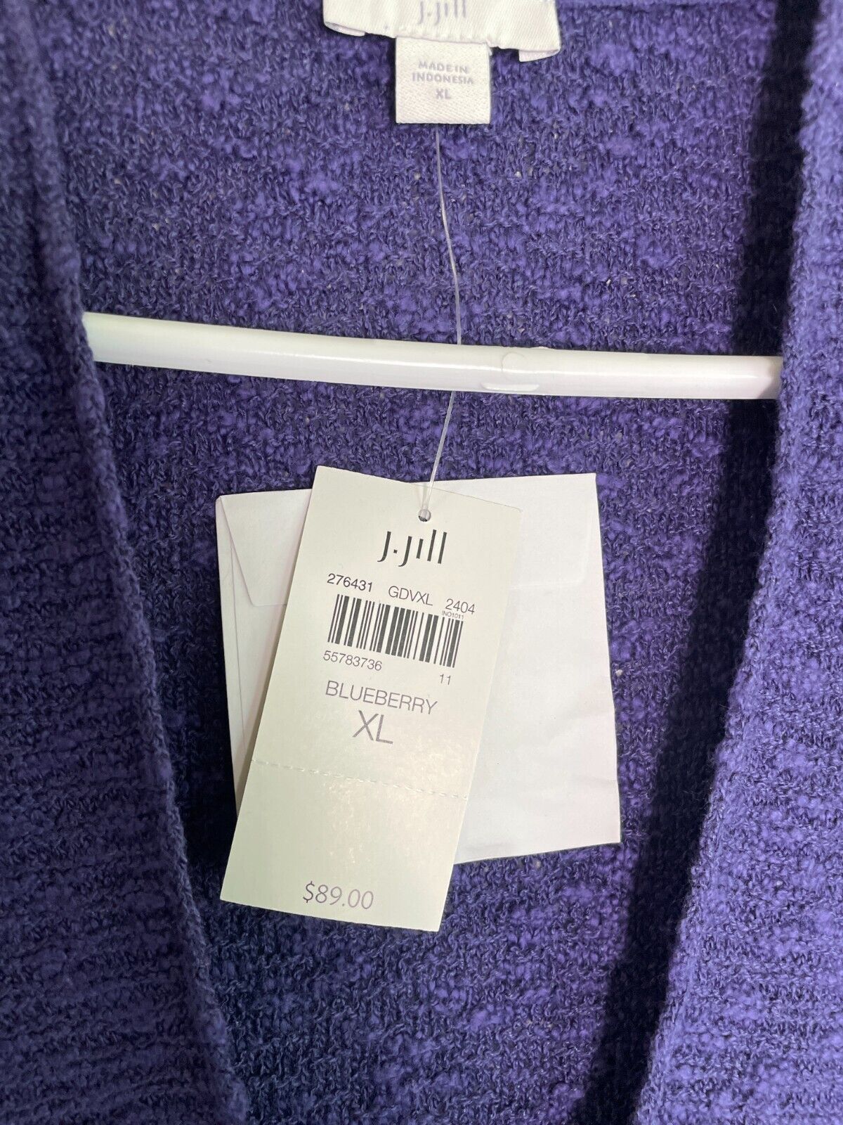 J. Jill Women's XL Slub-Textured Button-Front Cardigan Sweater Blueberry 276431