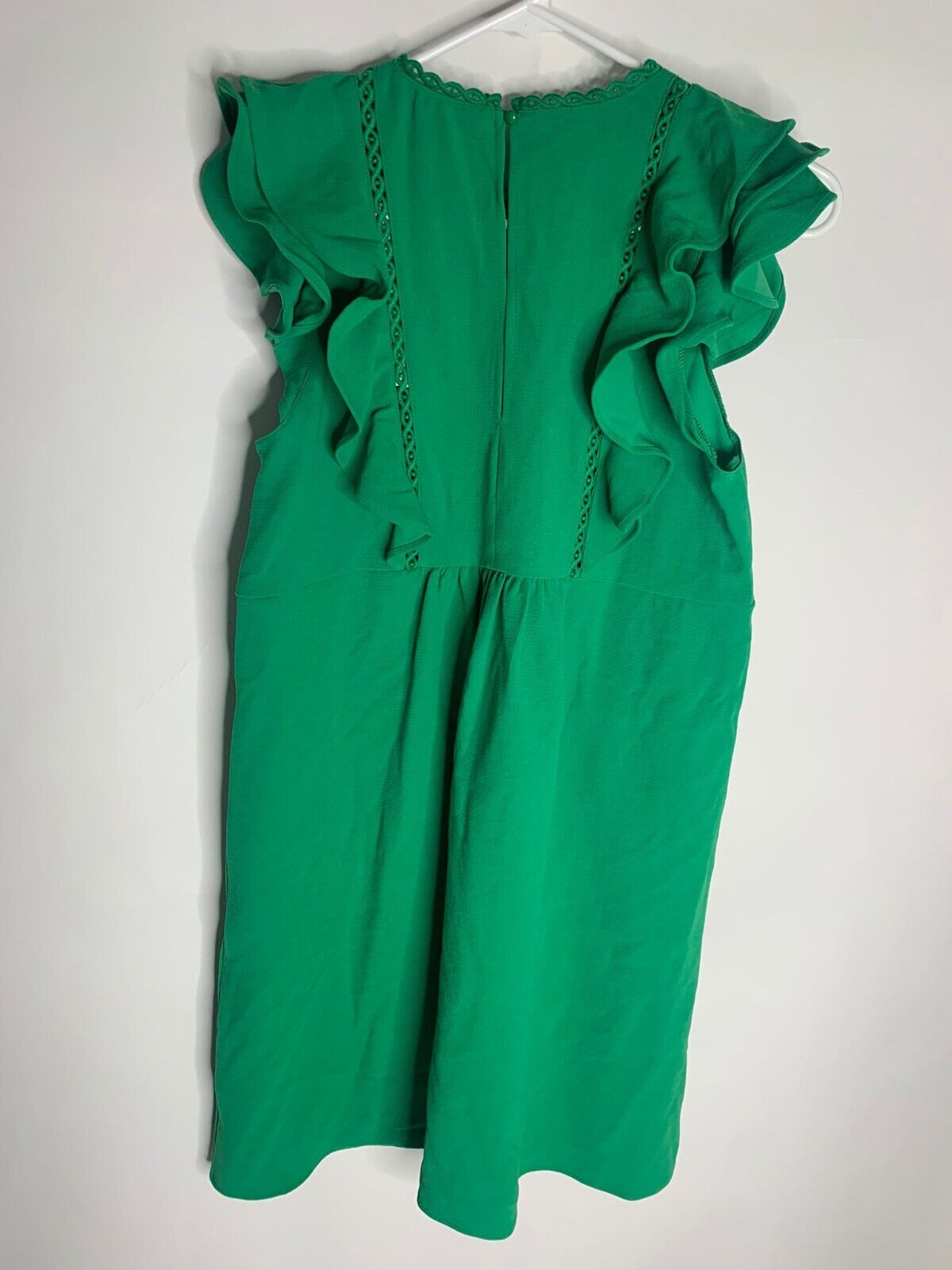 Sezane Womens 34 2 Green Robe Courte Alexa Ruffle Mini Dress Vert Vif Pleated