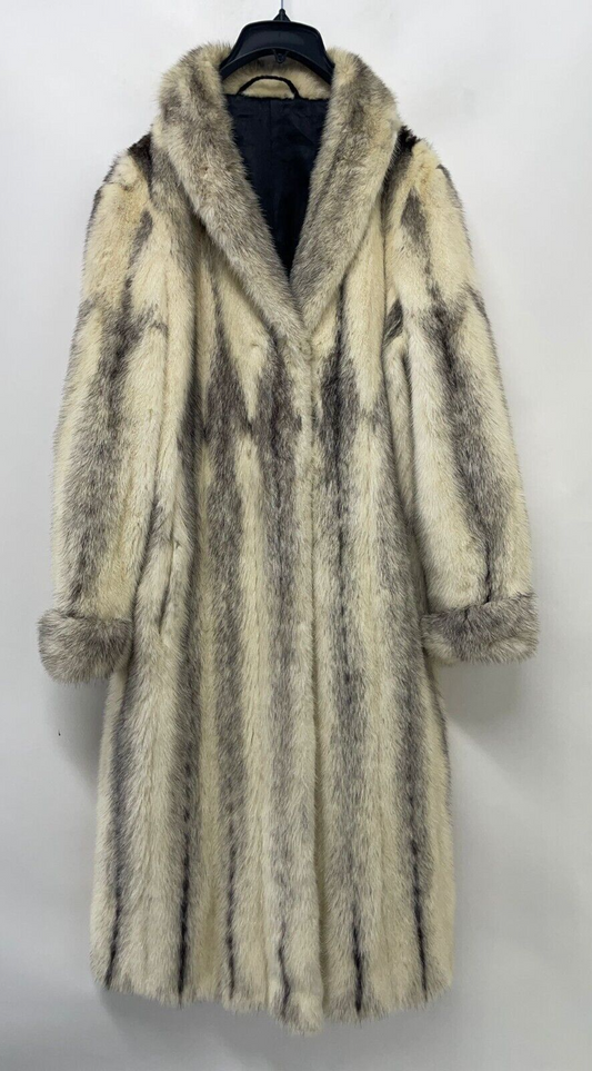 Cross Mink Fur Womens S/M Coat Trench Kohinoor Silver Iris Pearl Shawl Vintage