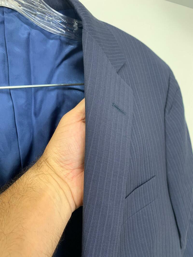 Hickey Freeman Mens 40R Navy Blue Pinstripe Milburn II Suit Jacket Blazer 42R