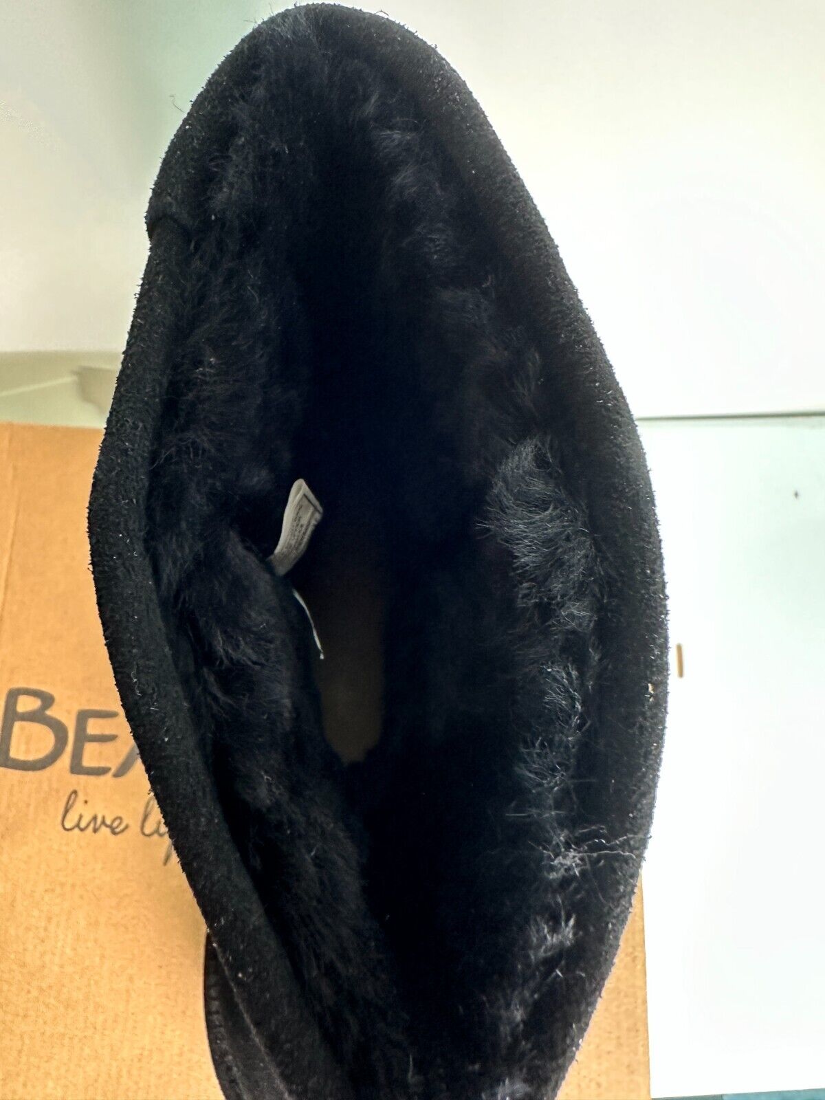 Bearpaw Women's 7 Elle Water Resistant Short Fur Boot Black Suede 1959W-011